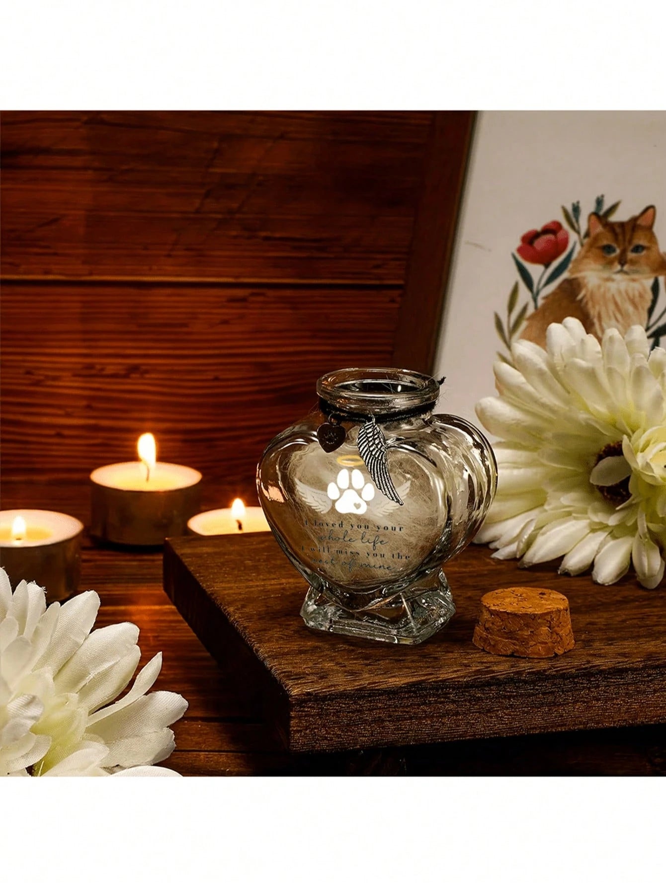 Pet Hair Memorial Bottle, Pet Fur Keepsake, Pet Hair Memento, Pet Memorial Urn Box For Ashes