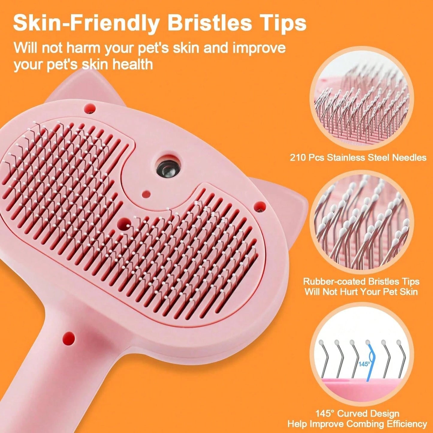 Pet Steam Brush For Dogs, 4 In 1 Cat Steam Brush For Long Short Haired, Self Cleaning Brush For Shedding, Metal Pet Misting Hair Comb With Handle For Grooming Kitten Dog