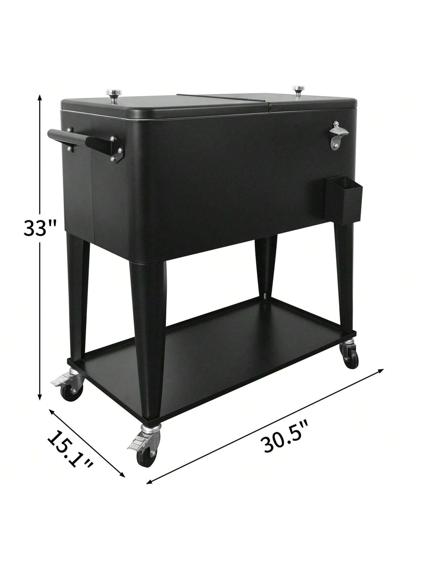PetGirl Portable Rolling Cooler Ice Chest Cart Trolley For Outdoor Patio Deck Party Beer Cooler Cart Cover 80Quart Qt Rolling Cooler On Wheels Backyard Party Drink Beverage Bar Bottle Opener