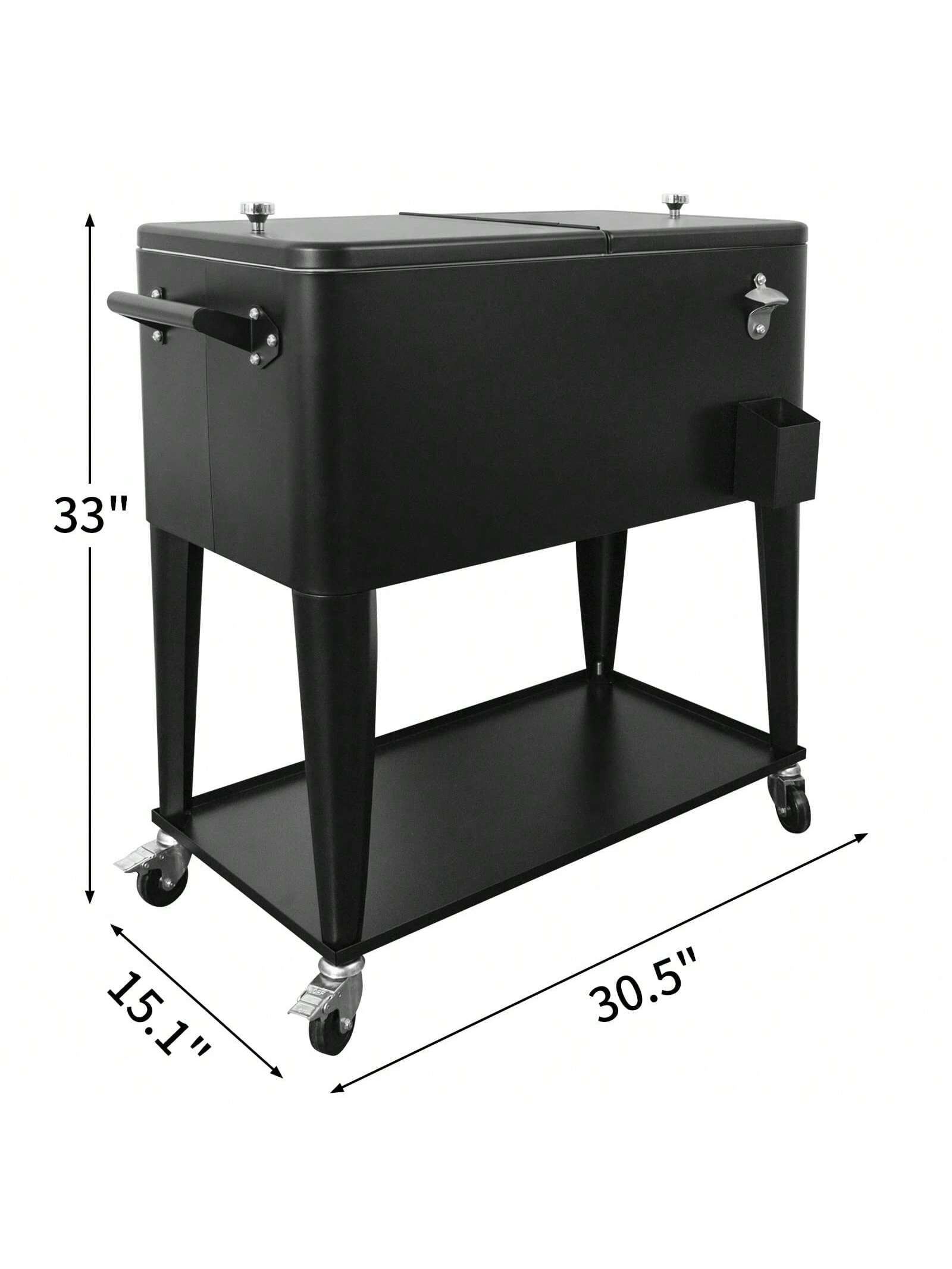 PetGirl Portable Rolling Cooler Ice Chest Cart Trolley For Outdoor Patio Deck Party Beer Cooler Cart Cover 80Quart Qt Rolling Cooler On Wheels Backyard Party Drink Beverage Bar Bottle Opener