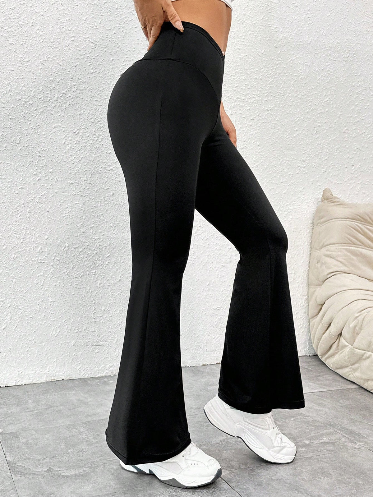 PETITE 2024 New Summer Simple Solid Color Wrap High Waist Flared Pants,Petite Women