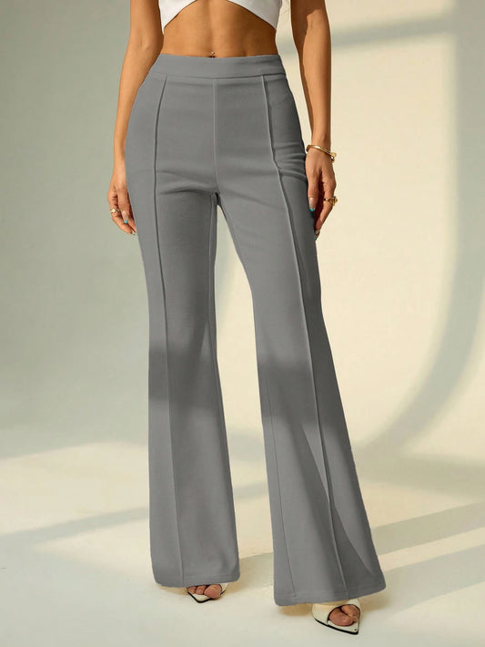 PETITE Low Waist Solid Flare Leg Skinny Suit Pants Party Elegant Date Night Bell Bottom Flared Gray Leggings,Petite Women