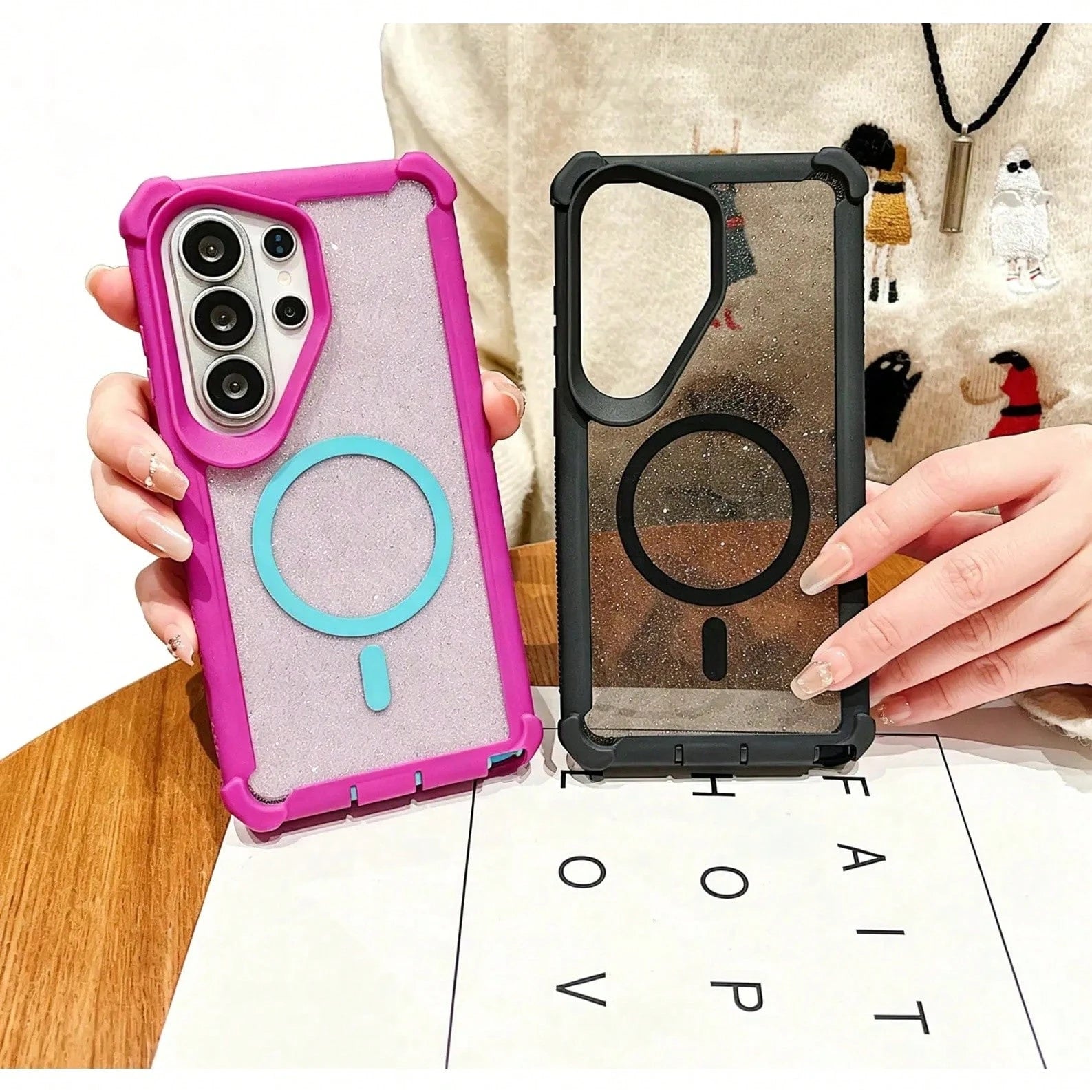 Phone Case With Kickstand For Galaxy S26 S25 S24 S23 S22 S21 Ultra Plus Sparkly Magnetic Phone Case MagSafe Compatible Dual Layer Shockproof Anti-Slip Glitter Protective Cover For Women GirlsMade With