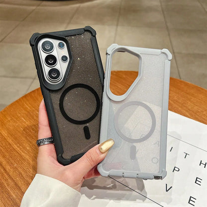 Phone Case With Kickstand For Galaxy S26 S25 S24 S23 S22 S21 Ultra Plus Sparkly Magnetic Phone Case MagSafe Compatible Dual Layer Shockproof Anti-Slip Glitter Protective Cover For Women GirlsMade With