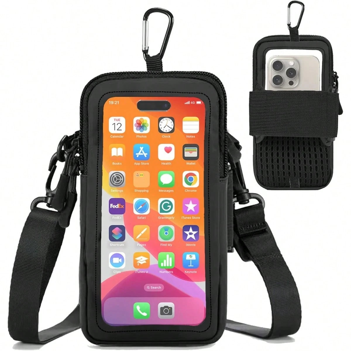 Phone Holder For Running, Walking, And Workout- Adjustable Arm Band Armband Compatible With IPhone And Cell Phones- Clear Crossbody Phone Pouch Purse With Strap For Women Men