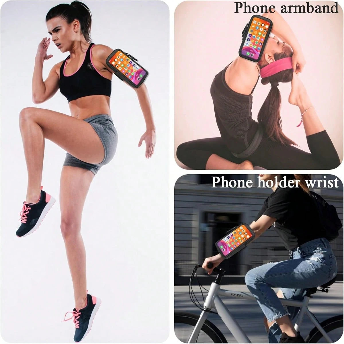Phone Holder For Running, Walking, And Workout- Adjustable Arm Band Armband Compatible With IPhone And Cell Phones- Clear Crossbody Phone Pouch Purse With Strap For Women Men