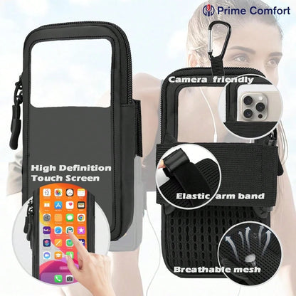Phone Holder For Running, Walking, And Workout- Adjustable Arm Band Armband Compatible With IPhone And Cell Phones- Clear Crossbody Phone Pouch Purse With Strap For Women Men