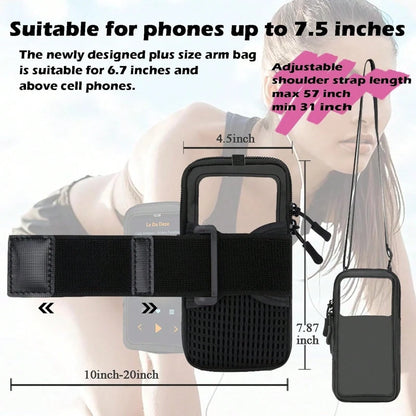 Phone Holder For Running, Walking, And Workout- Adjustable Arm Band Armband Compatible With IPhone And Cell Phones- Clear Crossbody Phone Pouch Purse With Strap For Women Men
