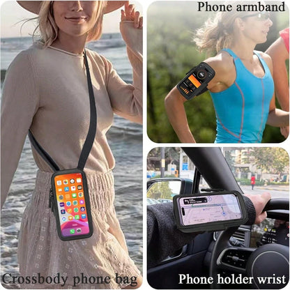 Phone Holder For Running, Walking, And Workout- Adjustable Arm Band Armband Compatible With IPhone And Cell Phones- Clear Crossbody Phone Pouch Purse With Strap For Women Men