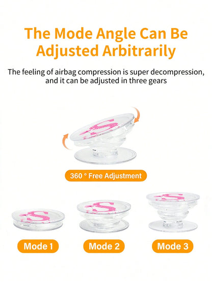 Pink Alphabet Retractable Push Pull Phone Holder, Wedding Season Flower Letter Transparent Foldable & Retractable Grip, Universal Smartphone Stand & Handle, Stylish Modern Phone Accessory, Spring Wedd