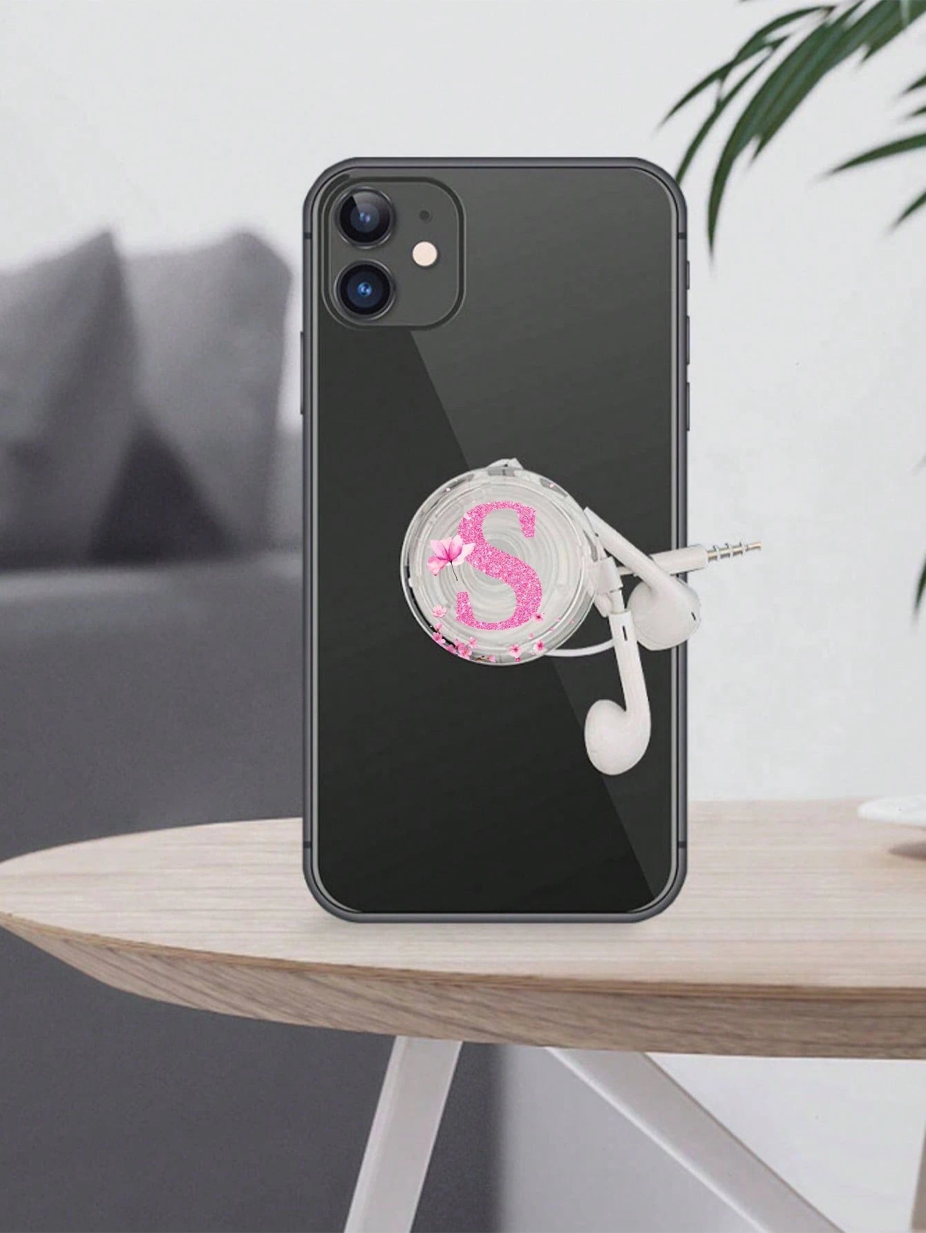 Pink Alphabet Retractable Push Pull Phone Holder, Wedding Season Flower Letter Transparent Foldable & Retractable Grip, Universal Smartphone Stand & Handle, Stylish Modern Phone Accessory, Spring Wedd