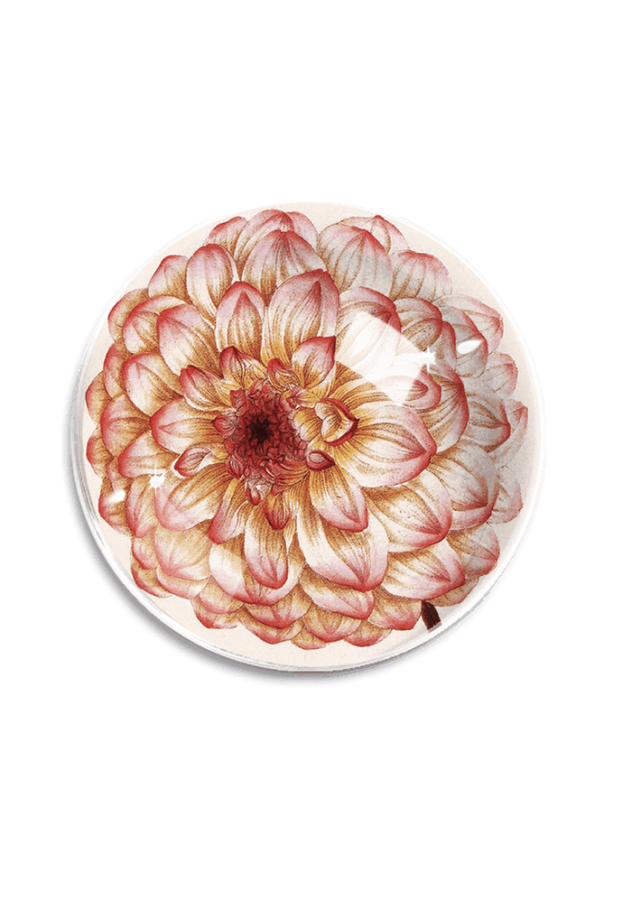 Pink Dahlia Blossom French Crystal Dome Paperweight - Ben's Garden