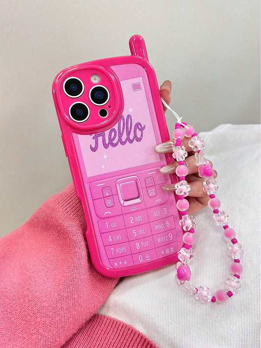 Pink Mobile Elements Shockproof Novelty Case 1pc Unique Big Brother Rose Letter & Number Colorful Painted Anti-Drop Soft Phone Case Compatible With IPhone 15, 17Pro/17Air/17/17ProMax, 16/11/16Pro/16Pl