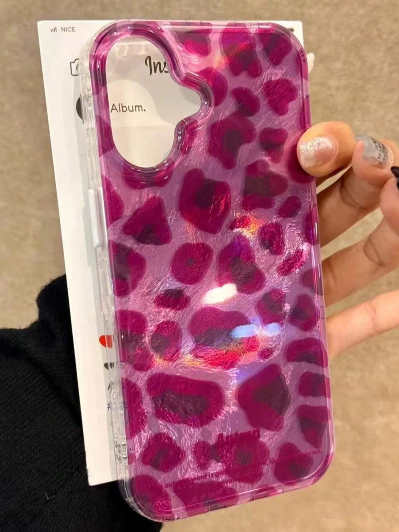 Pink Purple Leopard Print Phone Case Compatible With Apple 17/16/15 Pro Max 14/13/12/11 Pro Elegant Fashion Protective Cover