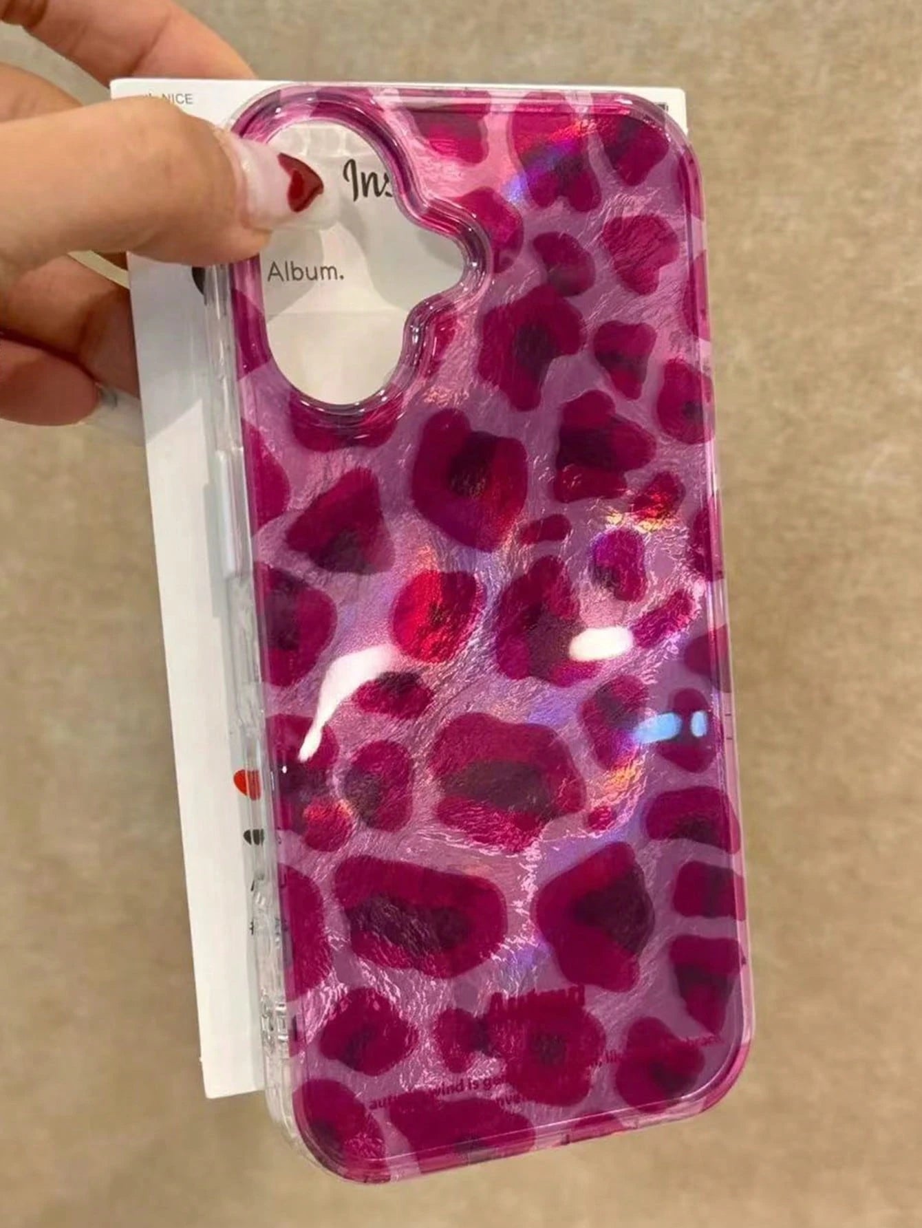 Pink Purple Leopard Print Phone Case Compatible With Apple 17/16/15 Pro Max 14/13/12/11 Pro Elegant Fashion Protective Cover