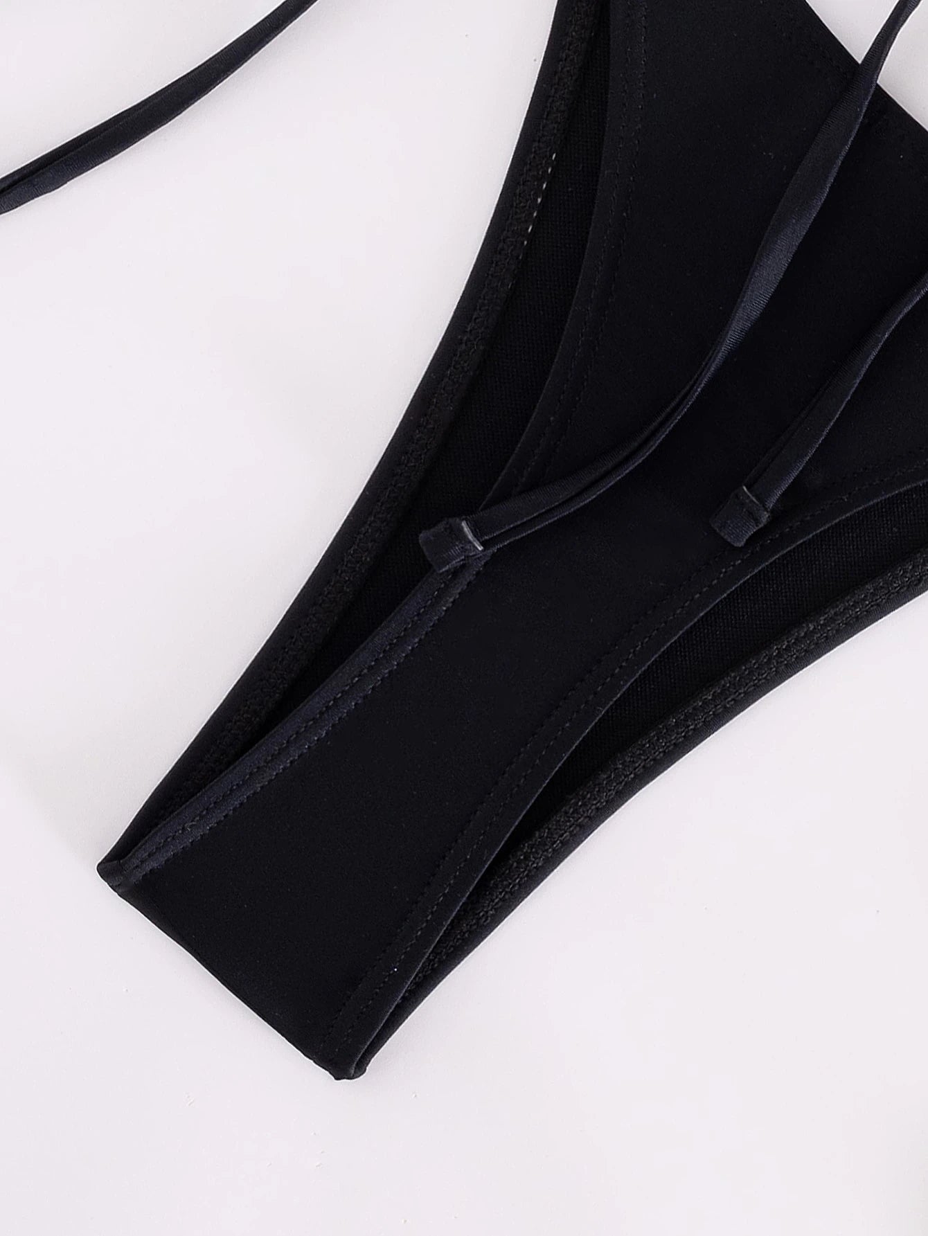 Plain Color Sexy Bikini Swimwear, Beach Holiday Swimwear, Summer Vacation Elegant Black