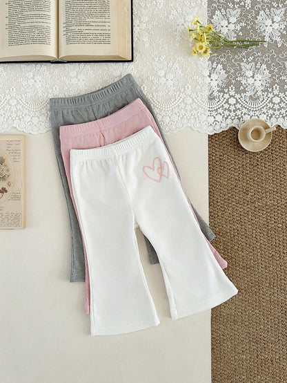 Playful Pals 4pcs Baby Girls' Brown Floral,Autumn,Cute,Graduation,Back-To-School Flare Pants Set,Soft Striped Solid Color Comfortable Versatile Spring Summer Play