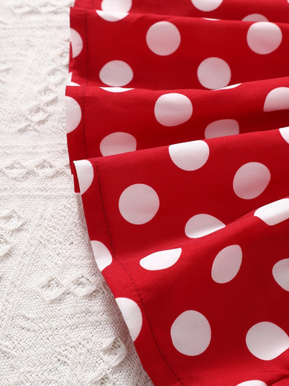 Playful Pals Baby Girl Polka Dot Ruffle Trim Bow Front Overall Dress