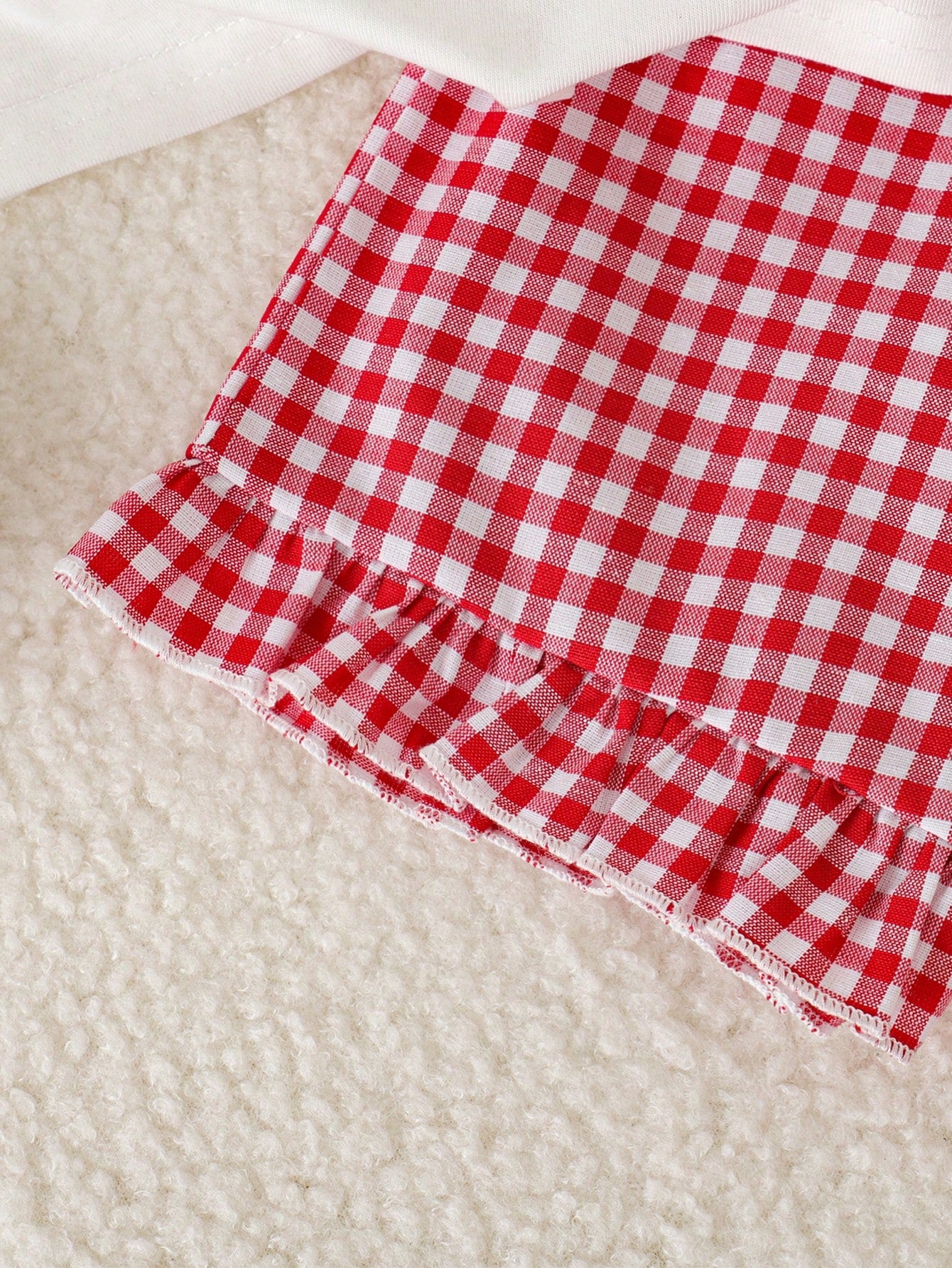 Playful Pals Baby Girls' Casual Cute Letter Print Plaid Short Sleeve Top And Shorts Set, Summer