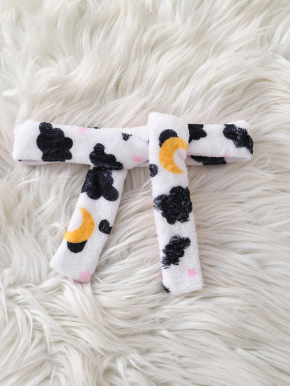 Playful Pals Newborn Baby Cow Print Hooded Coral Fleece Bathrobe, Unisex Infant Cute All-Over Print Tie Waist Plush Absorbent Home Sleepwear