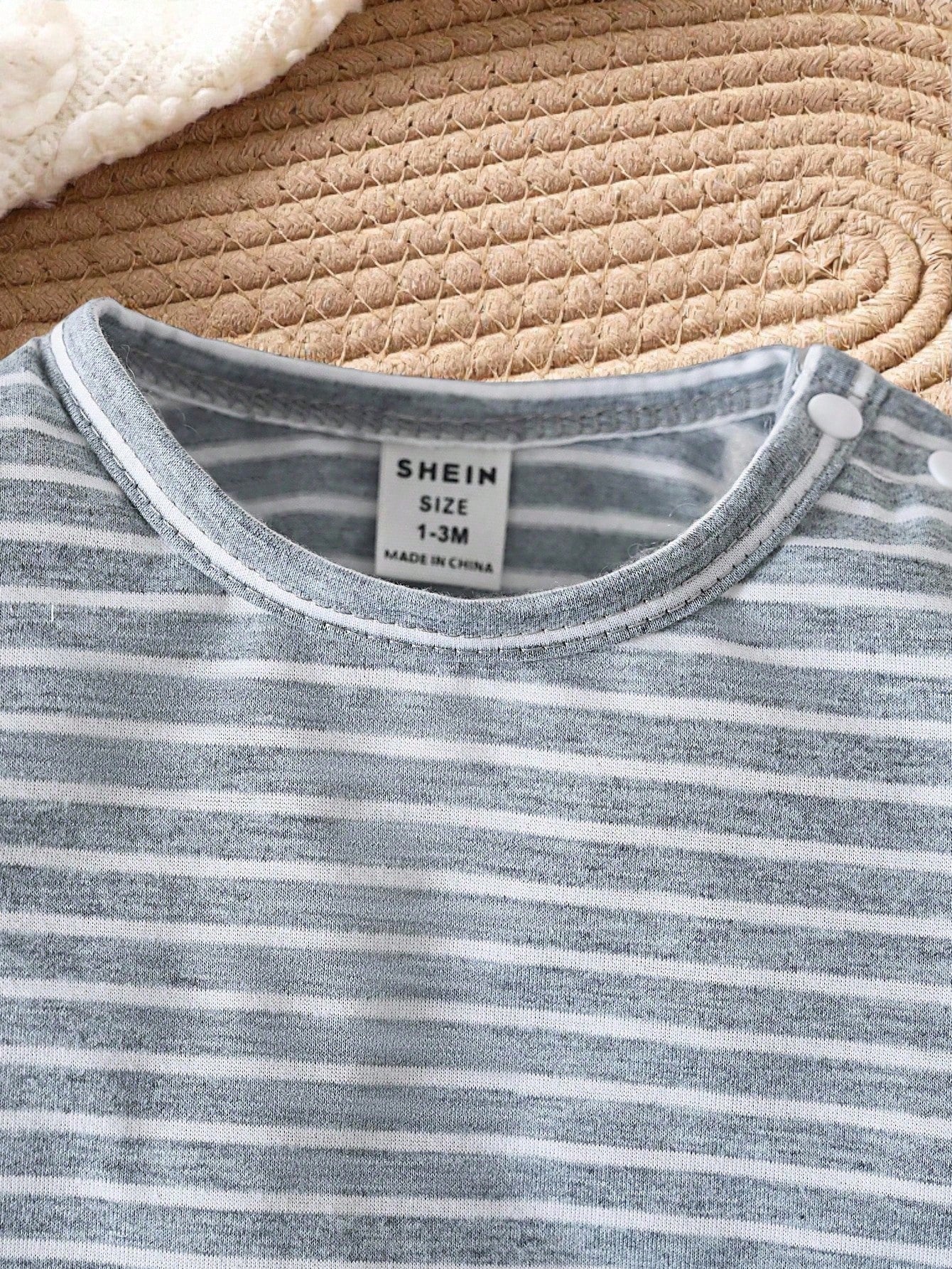 Playful Pals Newborn Baby Striped Long Sleeve Top & Bear Graphic Denim Jumpsuit Set