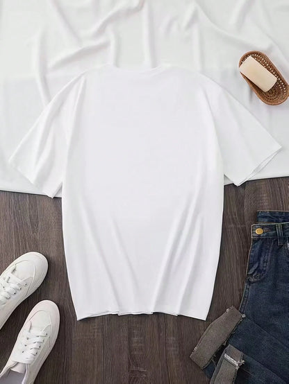 Plus Size Women's Casual Bride-To-Be Print Crew Neck T-Shirt Loose Fit Flattering Short Sleeve Top