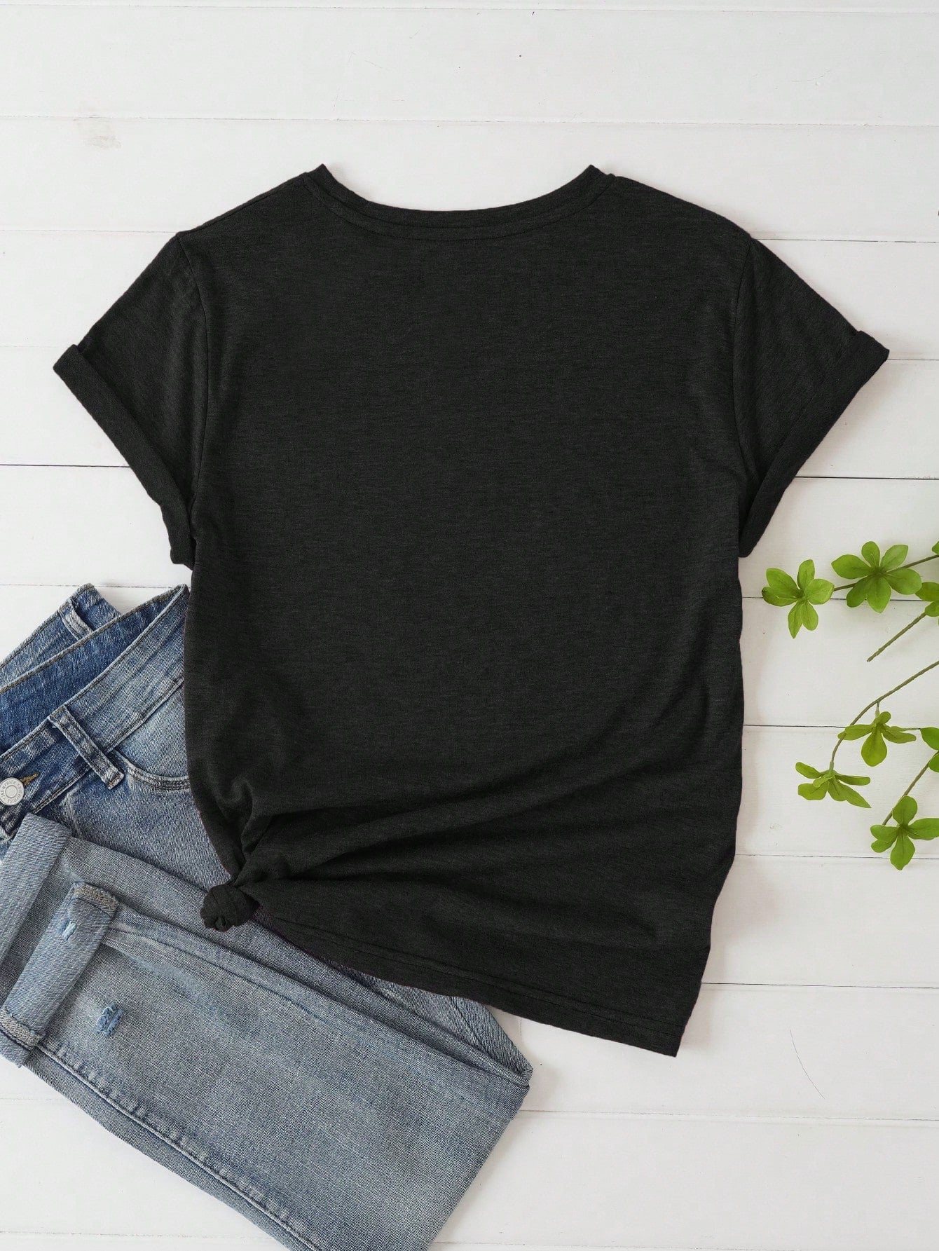 Plus Size Women Slogan Printed Short Sleeve T-Shirt, Love Vibes Graphic Tee, Summer Top