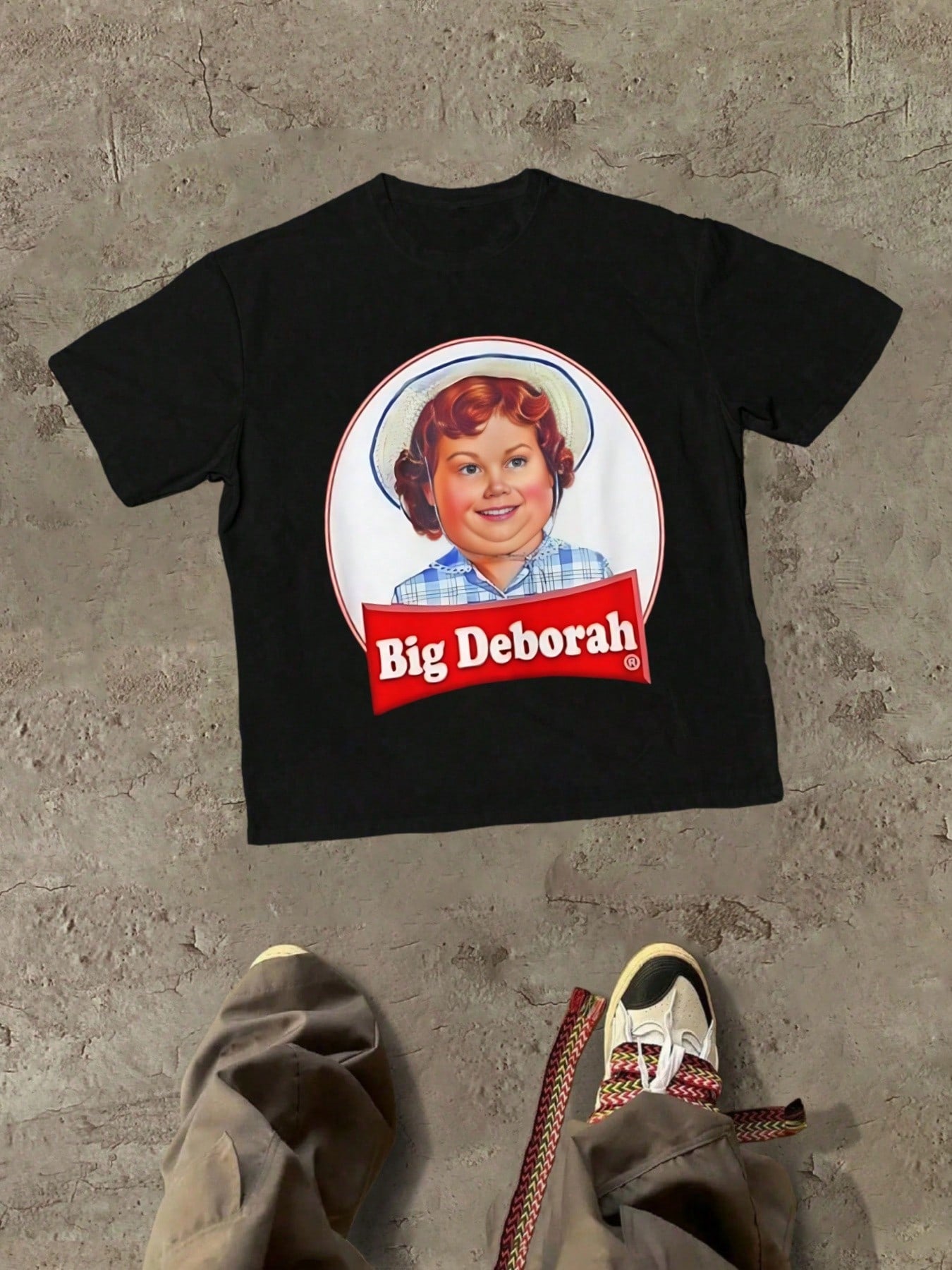 Plus Size Women T-Shirts,Pop Culture Big Deborah Themed With Character Image And Name Themed Graphic,100% Cotton 220g Casual Printed T-Shirt,Crew Neck Short Sleeve,For Going Out,Gift,Summer,Unisex