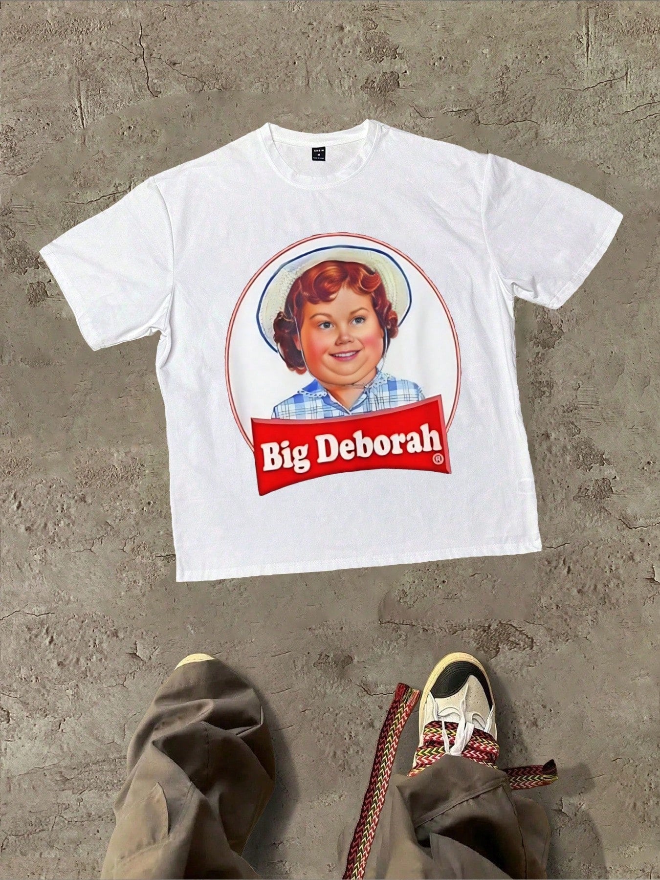 Plus Size Women T-Shirts,Pop Culture Big Deborah Themed With Character Image And Name Themed Graphic,100% Cotton 220g Casual Printed T-Shirt,Crew Neck Short Sleeve,For Going Out,Gift,Summer,Unisex