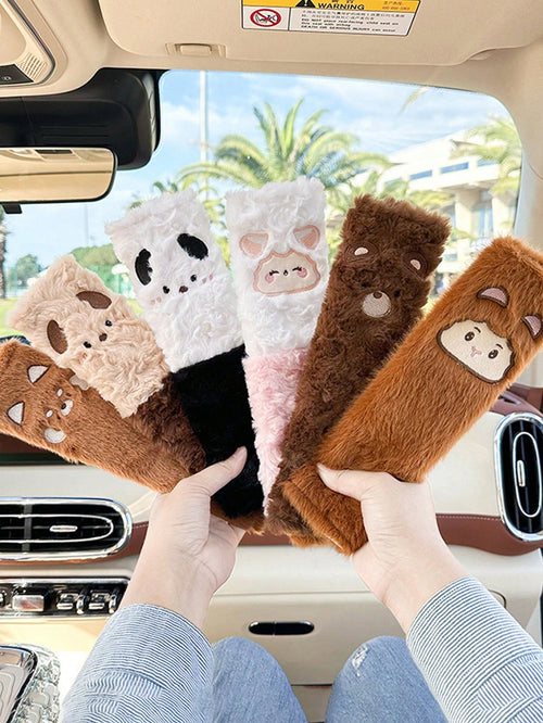 Plush Cartoon Animal Shoulder Pads- Soft Protection, Prevents Chafing, Relieves Pressure, Skin-Friendly Fabric, Easy Install With Hook And Loop, Fits Most Seat Belts, Ideal For Long Drives, Enhances