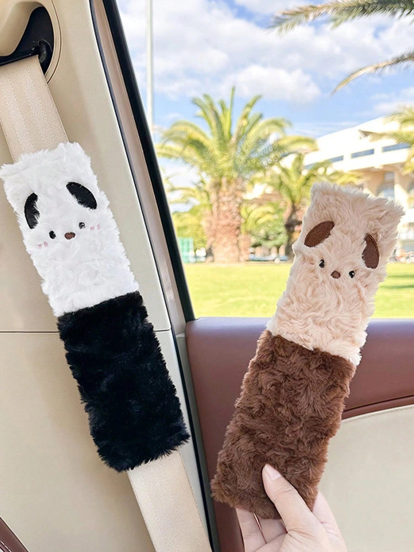 Plush Cartoon Animal Shoulder Pads- Soft Protection, Prevents Chafing, Relieves Pressure, Skin-Friendly Fabric, Easy Install With Hook And Loop, Fits Most Seat Belts, Ideal For Long Drives, Enhances