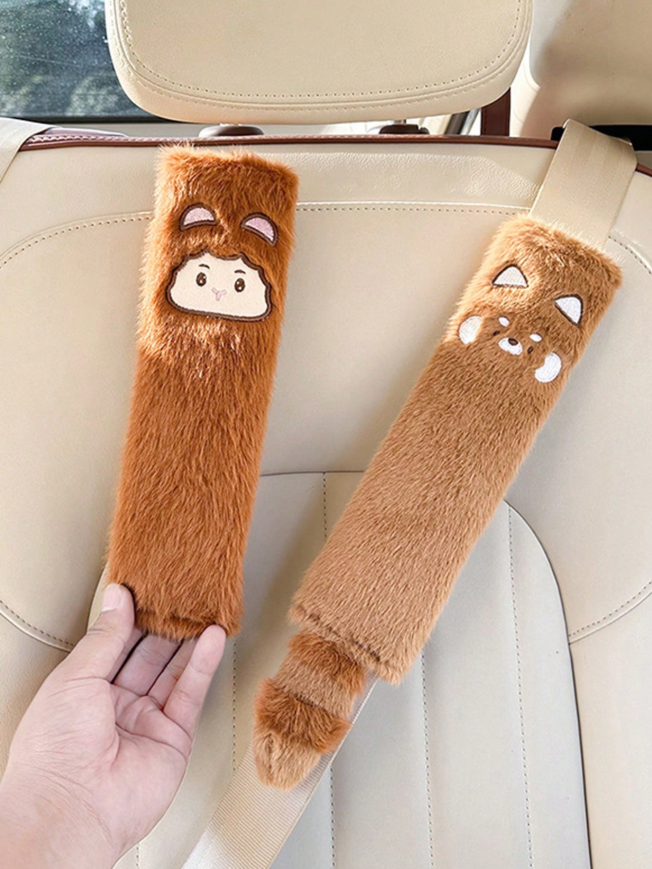 Plush Cartoon Animal Shoulder Pads- Soft Protection, Prevents Chafing, Relieves Pressure, Skin-Friendly Fabric, Easy Install With Hook And Loop, Fits Most Seat Belts, Ideal For Long Drives, Enhances