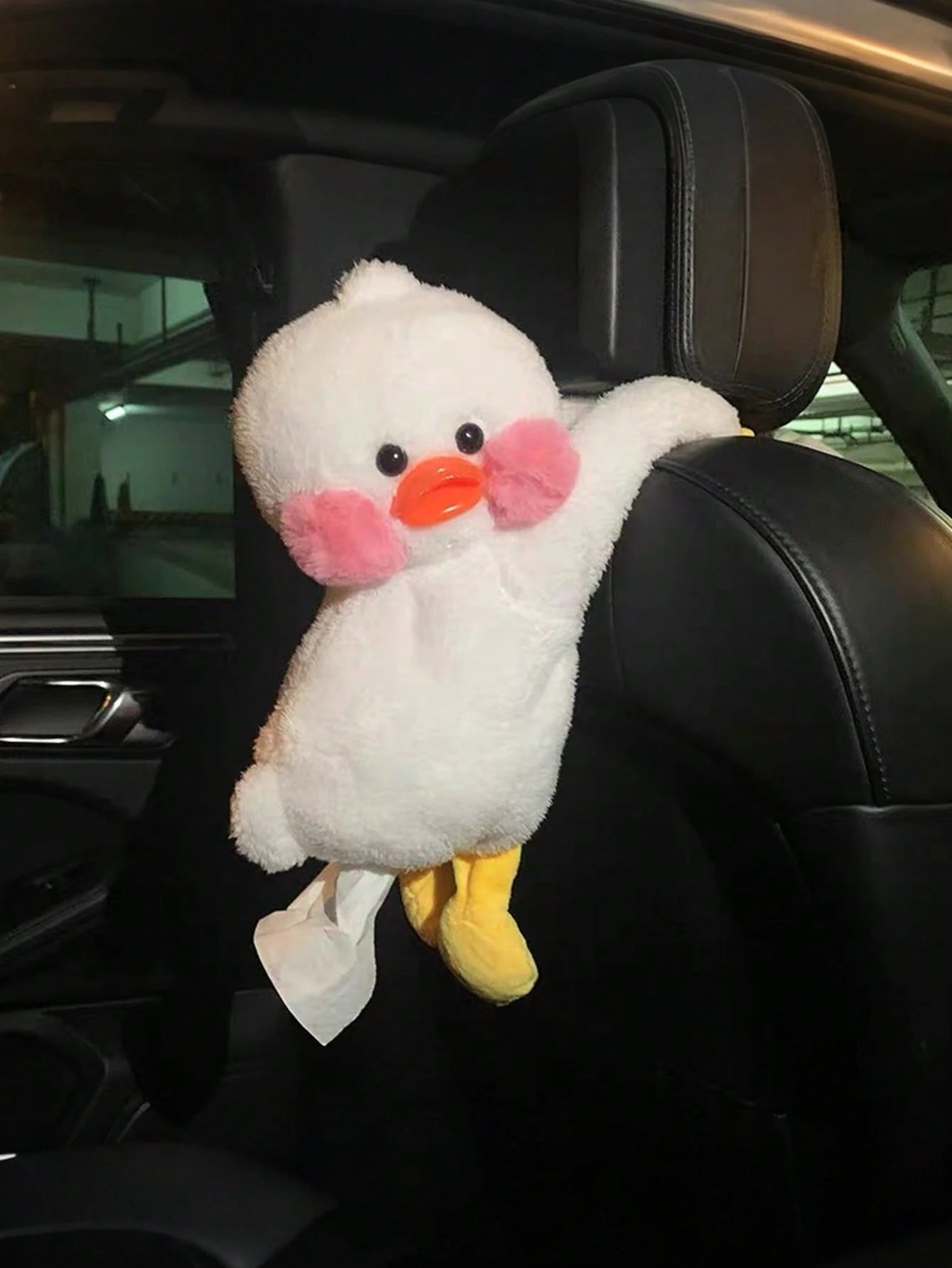 Plush Duck Car Towel Holder, Hanging Car Headrest Paper Towel Dispenser, General Motors Seat Back Paper Storage, Cute Car Interior Decoration Gift