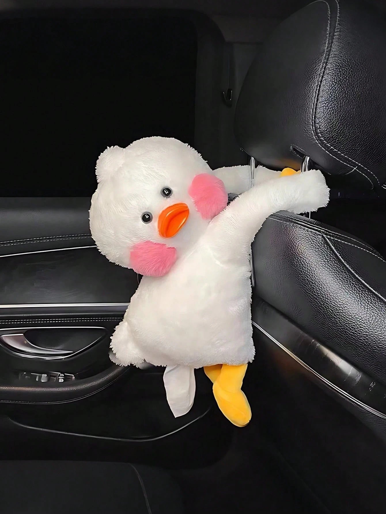 Plush Duck Car Towel Holder, Hanging Car Headrest Paper Towel Dispenser, General Motors Seat Back Paper Storage, Cute Car Interior Decoration Gift