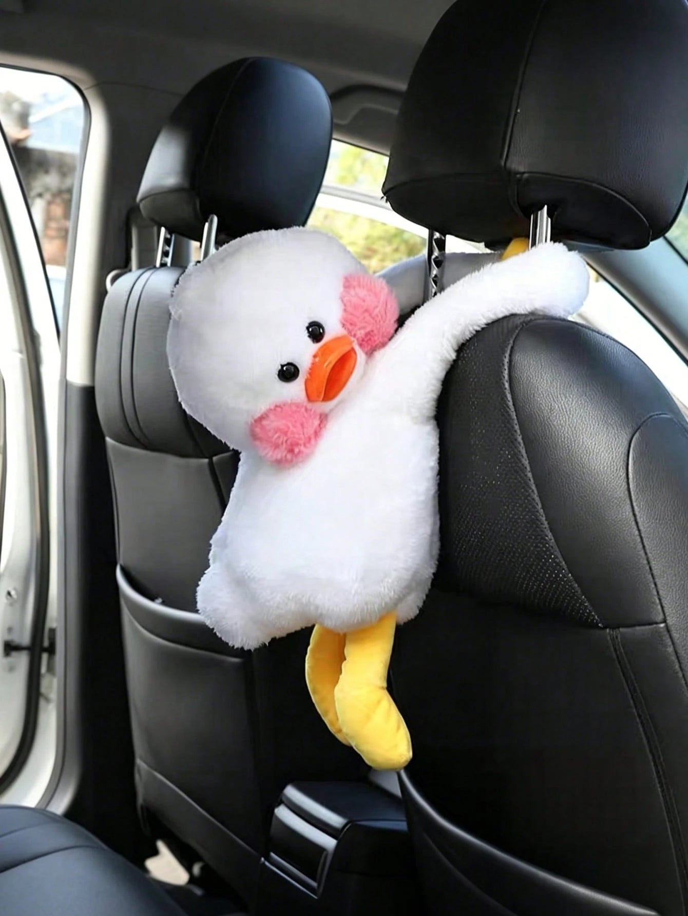 Plush Duck Car Towel Holder, Hanging Car Headrest Paper Towel Dispenser, General Motors Seat Back Paper Storage, Cute Car Interior Decoration Gift