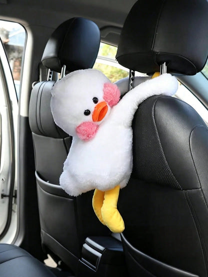 Plush Duck Car Towel Holder, Hanging Car Headrest Paper Towel Dispenser, General Motors Seat Back Paper Storage, Cute Car Interior Decoration Gift