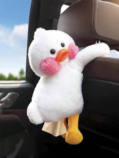 Plush Duck Car Towel Holder, Hanging Car Headrest Paper Towel Dispenser, General Motors Seat Back Paper Storage, Cute Car Interior Decoration Gift