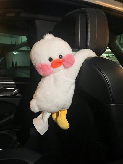 Plush Duck Car Towel Holder, Hanging Car Headrest Paper Towel Dispenser, General Motors Seat Back Paper Storage, Cute Car Interior Decoration Gift