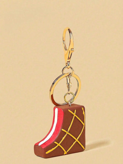 POKOJA LAND 1PC Realistic Mini Chocolate Keychain Korean Style Crispy Chocolate Bar Ice Cream Charm Bag Charm Cute Food Themed Accessories For Girls Gift