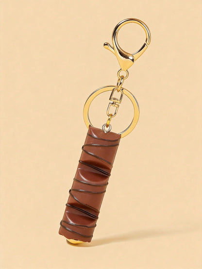 POKOJA LAND 1PC Realistic Mini Chocolate Keychain Korean Style Crispy Chocolate Bar Ice Cream Charm Bag Charm Cute Food Themed Accessories For Girls Gift