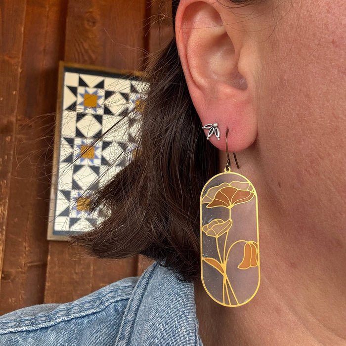 Poppy // stained glass resin earrings