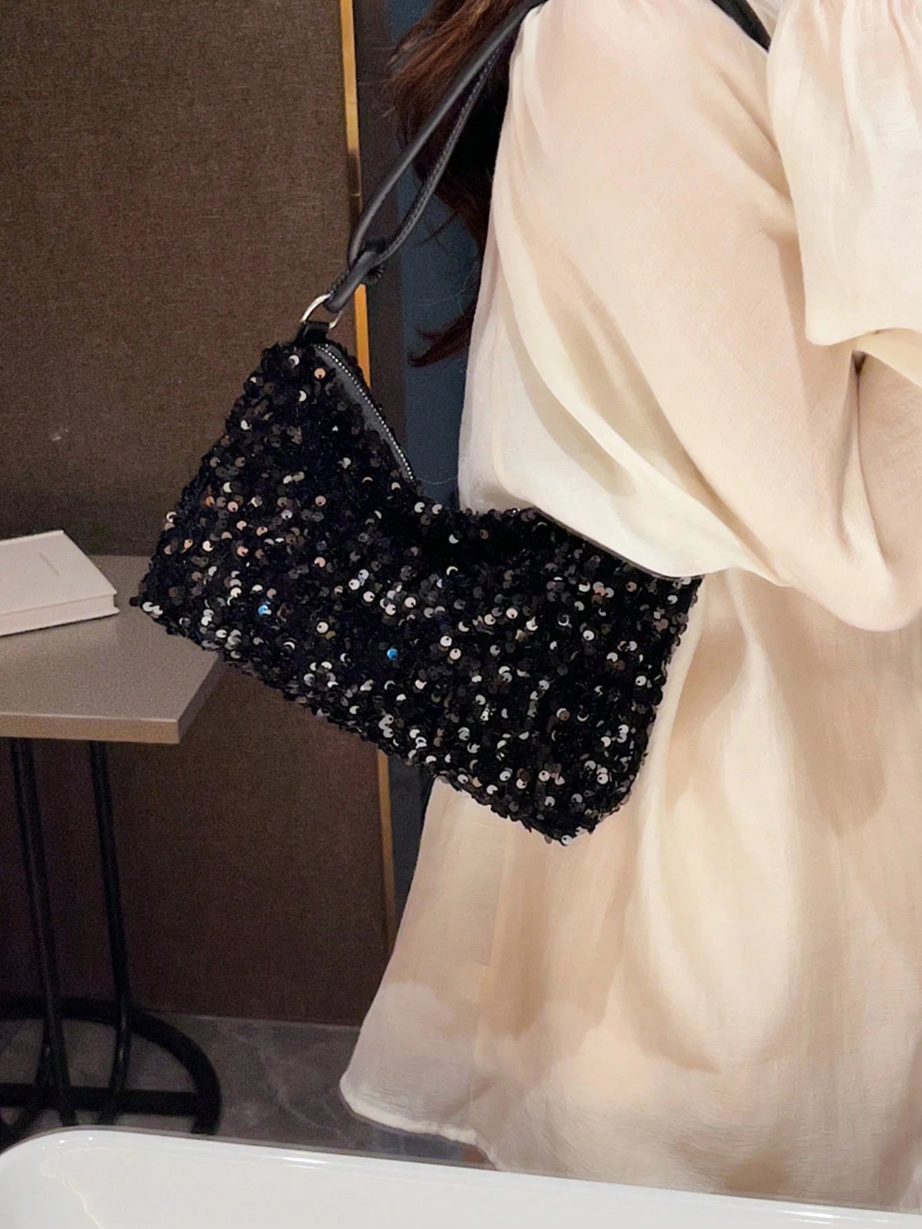Popular Bag Women's New Fashion Korean Version Handbag All Shoulder Small Square Bag,Sequin