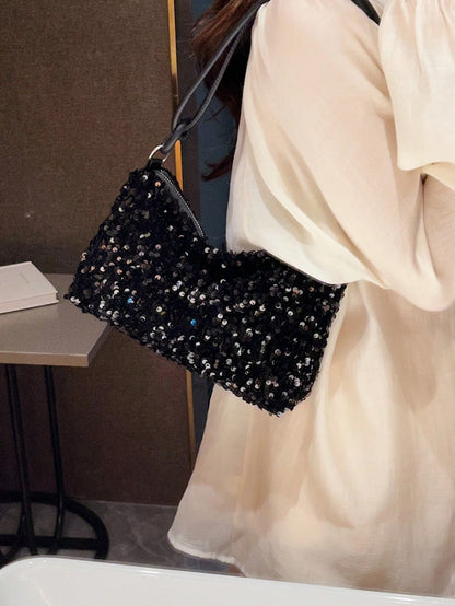 Popular Bag Women's New Fashion Korean Version Handbag All Shoulder Small Square Bag,Sequin