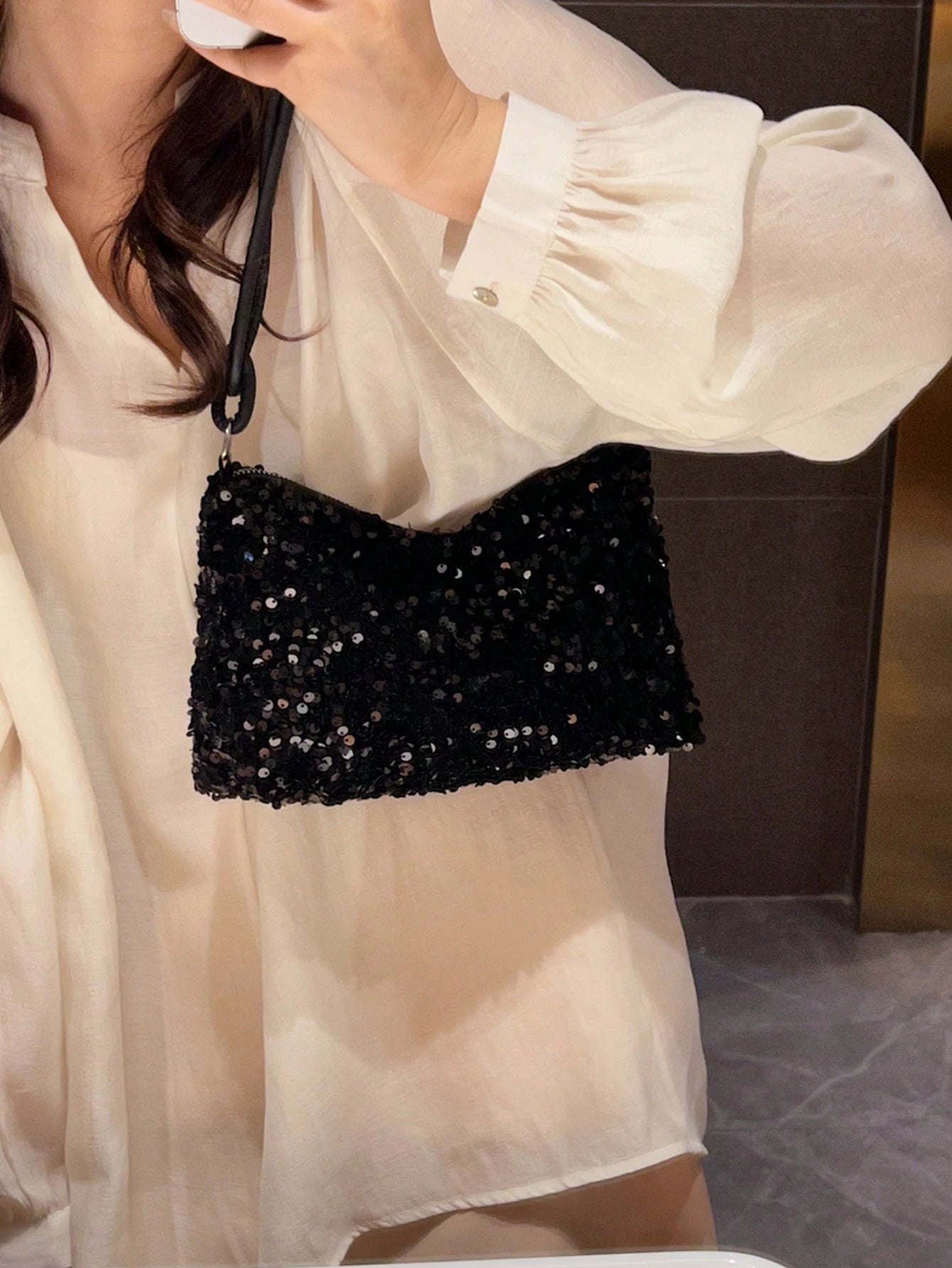Popular Bag Women's New Fashion Korean Version Handbag All Shoulder Small Square Bag,Sequin