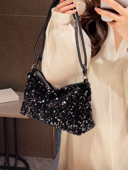 Popular Bag Women's New Fashion Korean Version Handbag All Shoulder Small Square Bag,Sequin