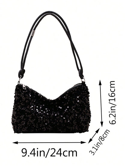 Popular Bag Women's New Fashion Korean Version Handbag All Shoulder Small Square Bag,Sequin
