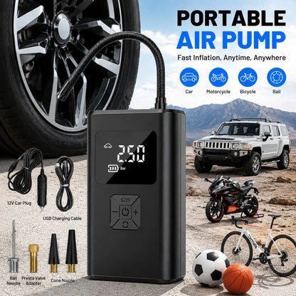 Portable Car Air Compressor 12V 150PSI Electric Cordless Car Air Pump Tire Inflator Pump For Motorcycle Bicycle Car Ball