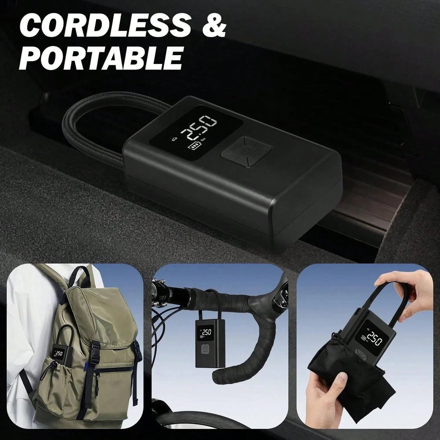 Portable Car Air Compressor 12V 150PSI Electric Cordless Car Air Pump Tire Inflator Pump For Motorcycle Bicycle Car Ball