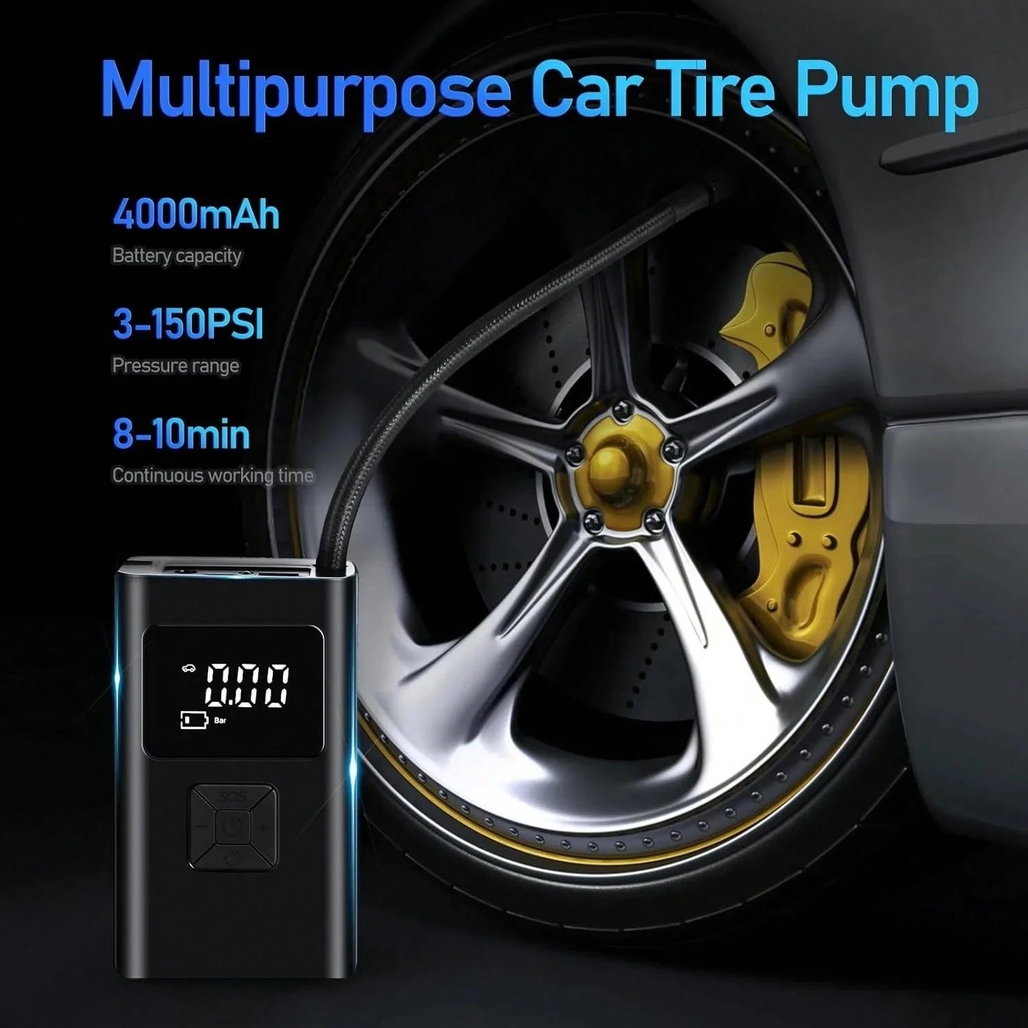 Portable Car Air Compressor 12V 150PSI Electric Cordless Car Air Pump Tire Inflator Pump For Motorcycle Bicycle Car Ball