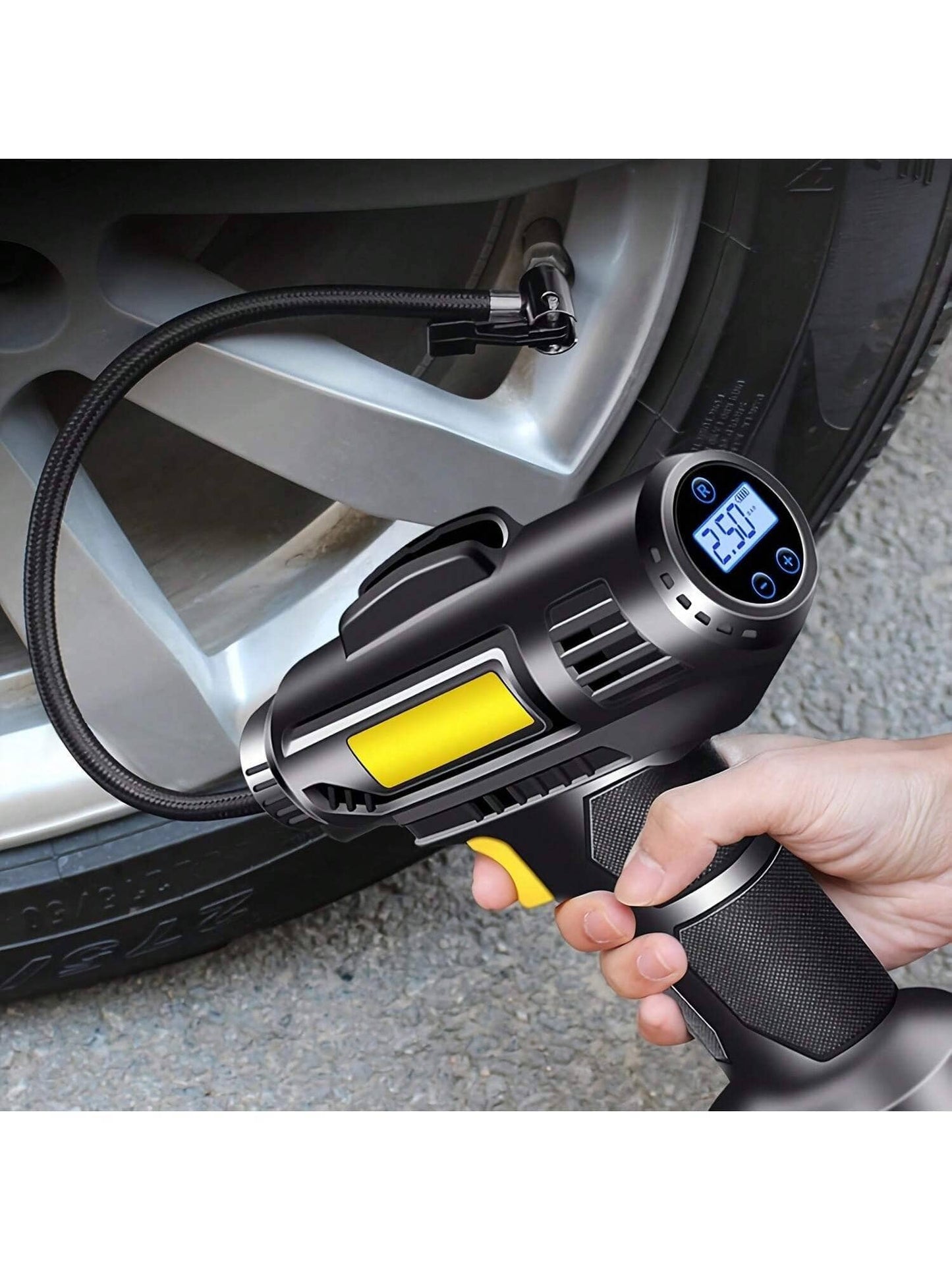 Portable Car Air Compressor, Handheld Car Inflatable Pump, Electric Automobiles Tire Inflator With LED Light For Car Motorcycle Bicycle